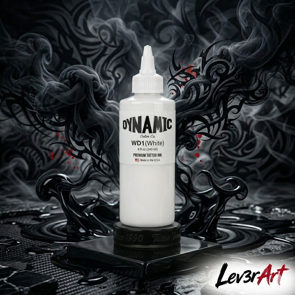 DYNAMIC WHITE 8-oz Tattoo Ink Brite Vibrant & Dark Color Supply