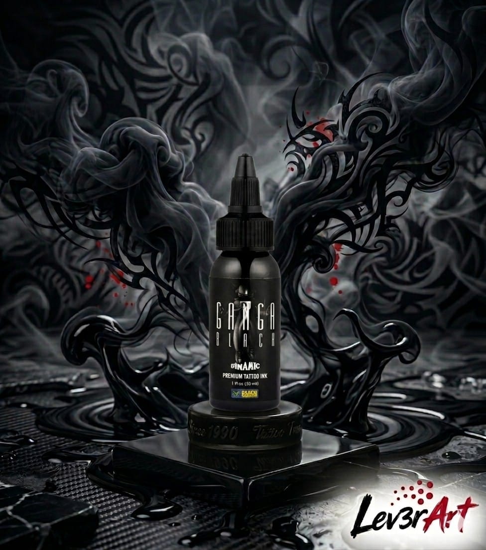 DYNAMIC GANGA BLACK 1-oz Tattoo Ink Lining Shading Tribal Dark Blackest ColorDYN